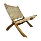 Wicker folding armchair