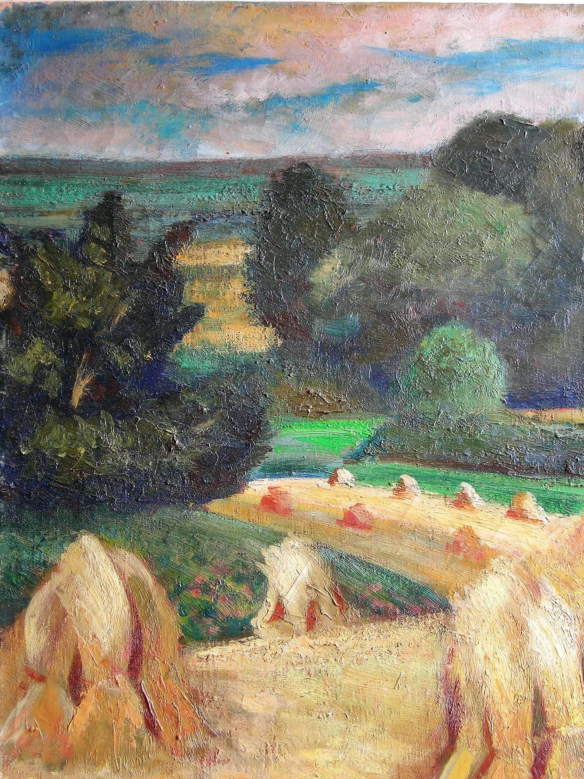 Countryside landscape at the harvest of H.Ouvrard (XXth)