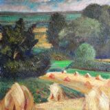 Countryside landscape at the harvest of H.Ouvrard (XXth)