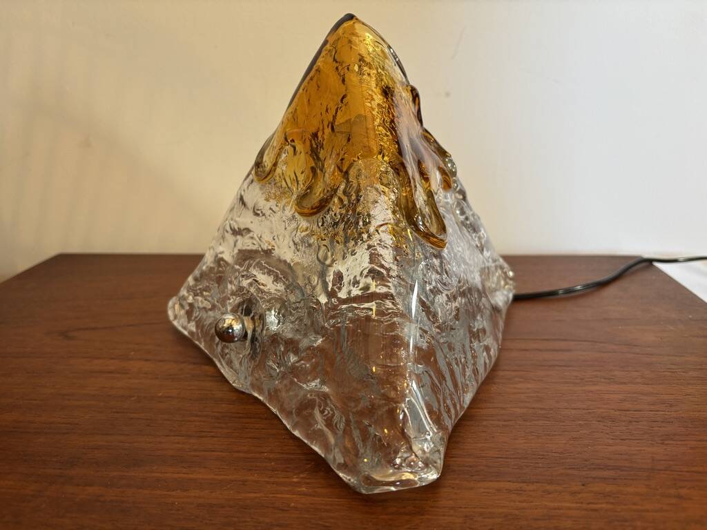 Mazzega Nason Murano orange pyramid lamp 1970 vintage Italy