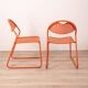 Pair of vintage red garden chairs from the 70s, italian design