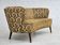 Canapé danois 2 places "banana", état d'origine, tissu d'ameublement run/beige, bois de hêtre, années 1960,
