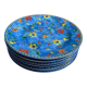 6 assiettes  plates vintage bleu/fleurs 19,5cm