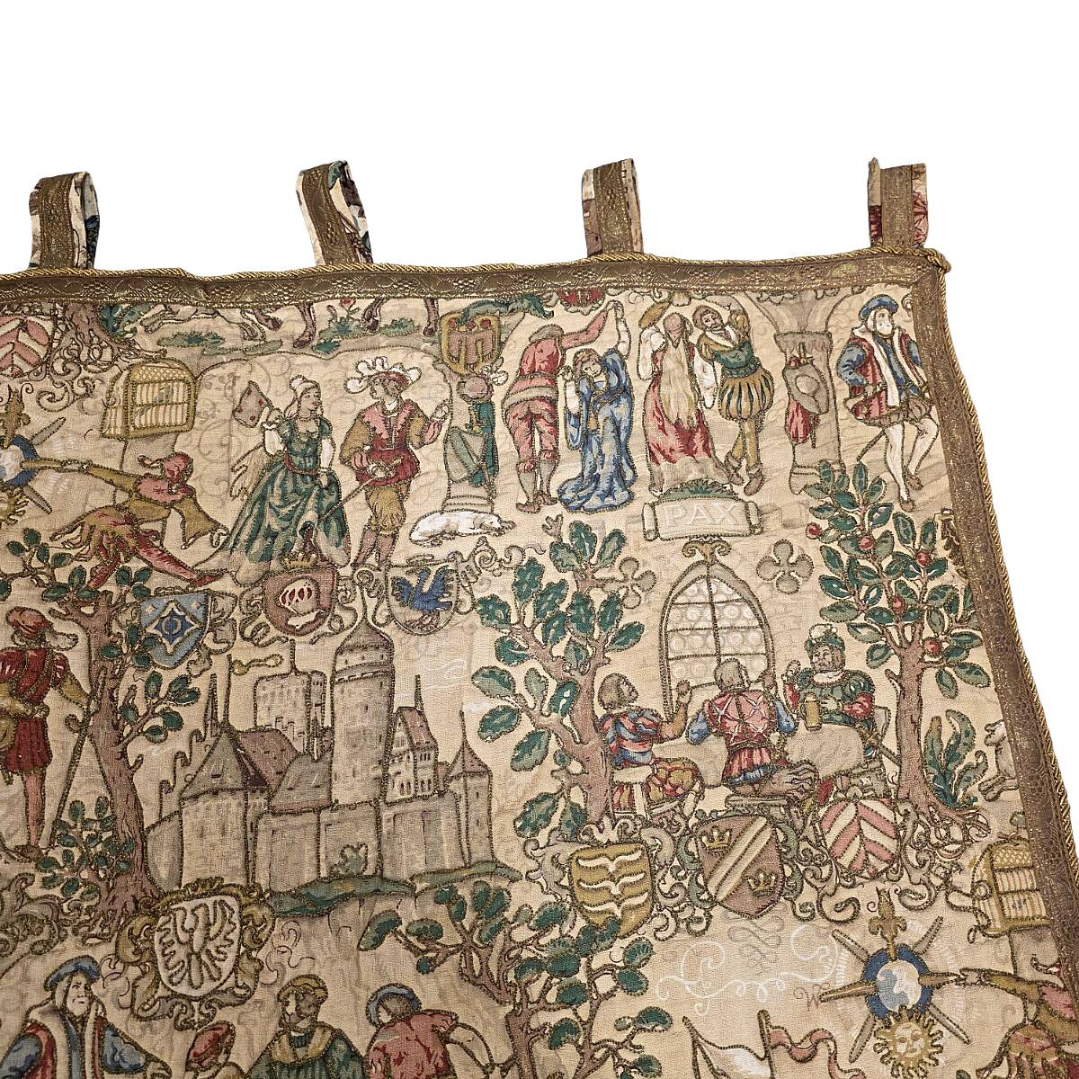 Vintage Rosel Wall Tapestry With Medieval Decor, 1950s