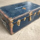 Large blue travel trunk