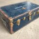 Large blue travel trunk
