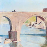 ‘Landscape with bridge’ by Harald Hansen (Danish, 1890 - 1967)