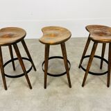 3 brutalist bar stools in Scandinavian style from the 60s