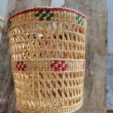 Série de 4 mini cache-pot en paille et fil d'osier tressés