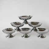 set of 6 designer stainless steel bowls 1970 9 x 5 cm