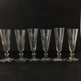 Suite of 6 champagne flutes in old glass