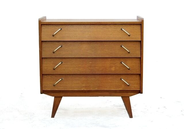 Vintage 1960s chest of drawers with compass feet