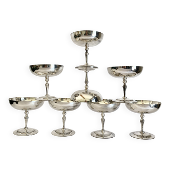8 silver metal ice cream cups with punches