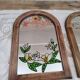 Set of 2 vintage mirrors in light brown wood Art Nouveau style