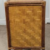 Chest of drawers made of wood, rattan and bamboo.