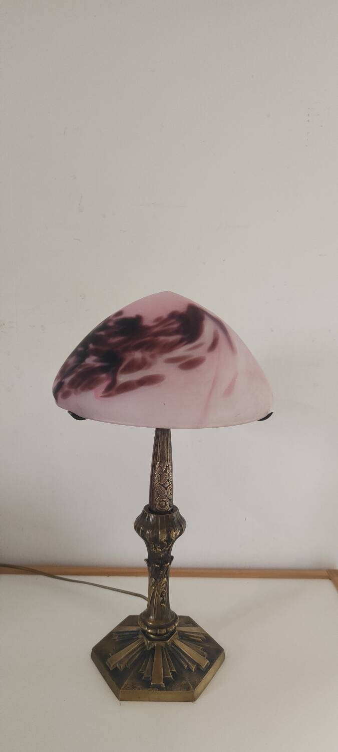 Art nouveau lamp signed Paris Stars 1950 and glass paste