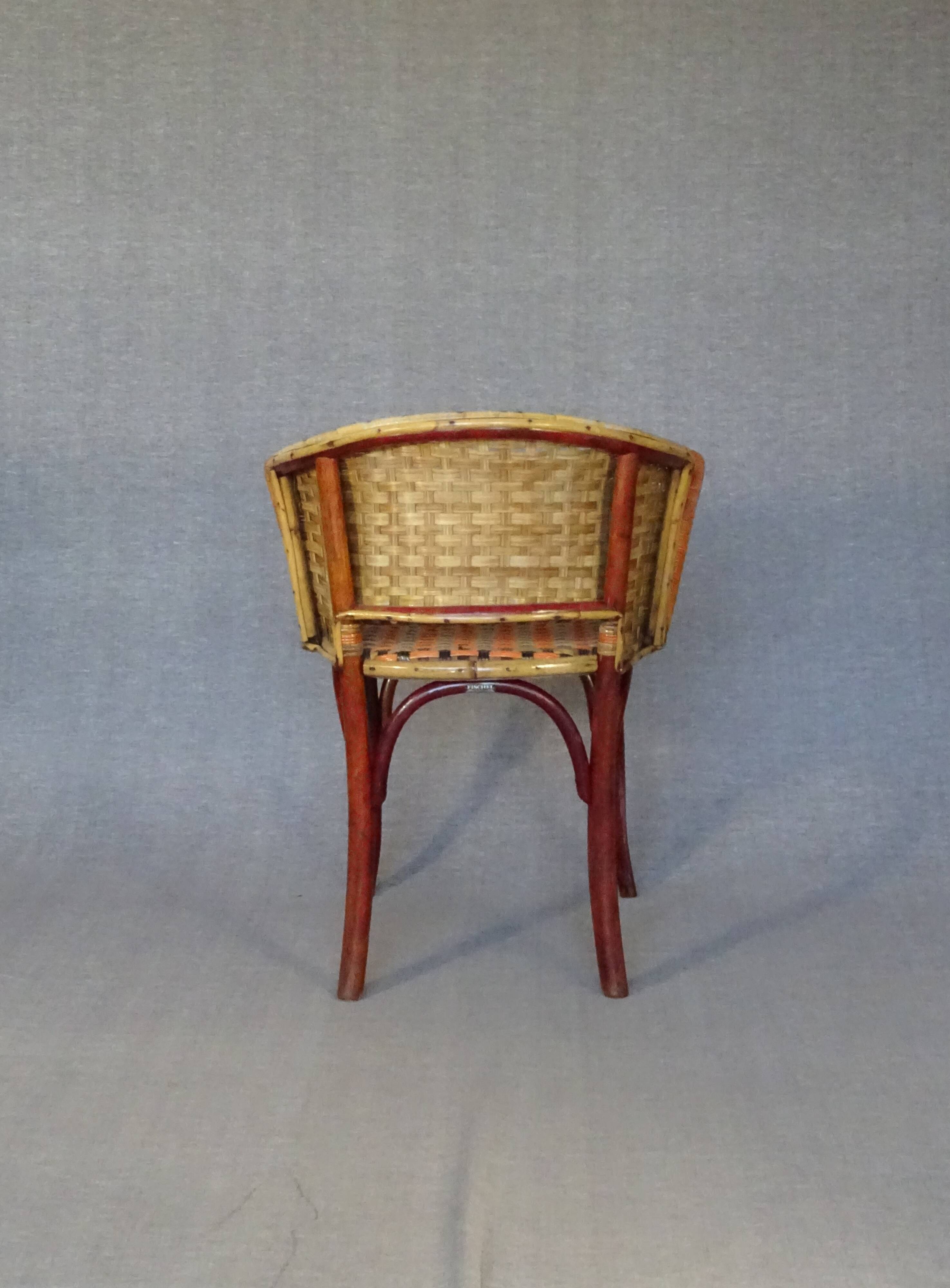 Fischel wicker terrace armchair 1930, N°415/F