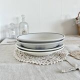 4 vintage mismatched deep plates blue white porcelain bistro butterflies