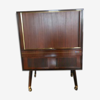 Philips vintage mahogany tv stand, with recessed tv, 1960s