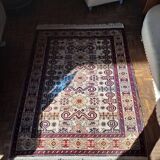 Shirvan urss oriental rug wool handmade rectangular 1940 burgundy and ecru with fringes 100% wool