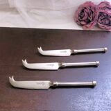 Set of 3 small silver metal cheese knives