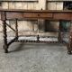 Old desk style henri ii table + drawer wood turned vintage