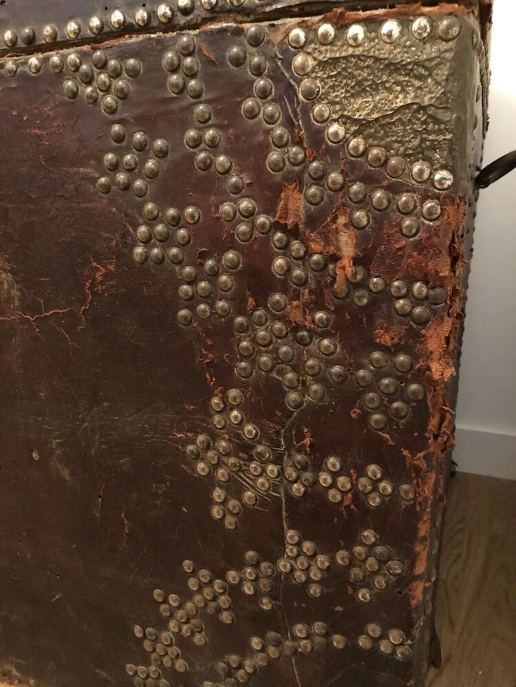 Old 18th century case in studded leather