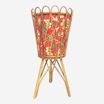 Rattan and floral fabric basket worker