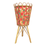 Rattan and floral fabric basket worker