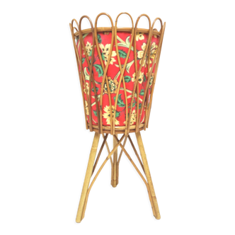Rattan and floral fabric basket worker