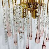 Murano chandelier with pink tassels with 3 lights