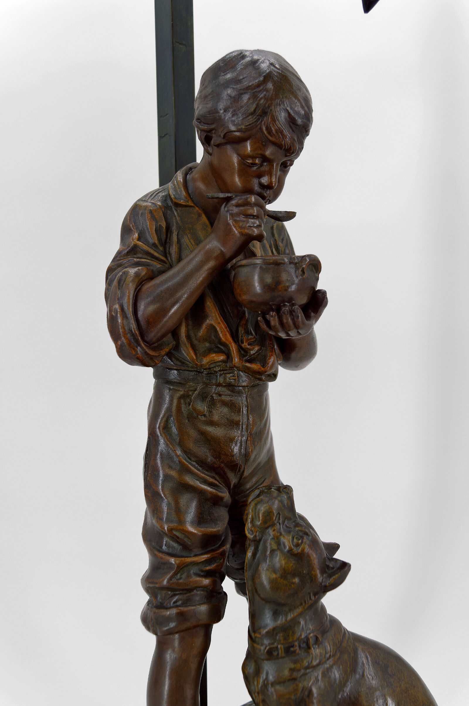 Lamp "La Bonne Soupe" by Victor Rousseau, Art Nouveau, circa 1900