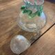 Vintage cracked glass carafe with green collar MCM – 1950s
