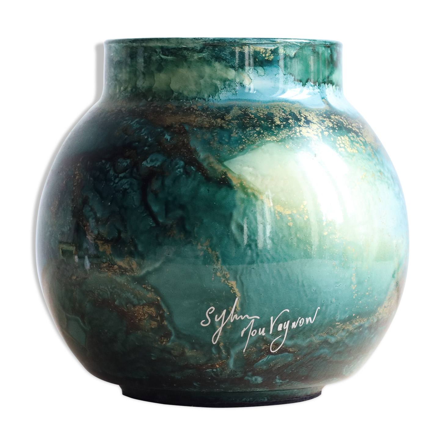 Glass ball vase by Sylvie Montagnon