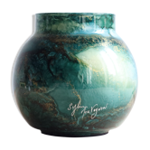 Vase boule en verre signé Sylvie Montagnon