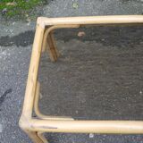 Rattan and glass coffee table