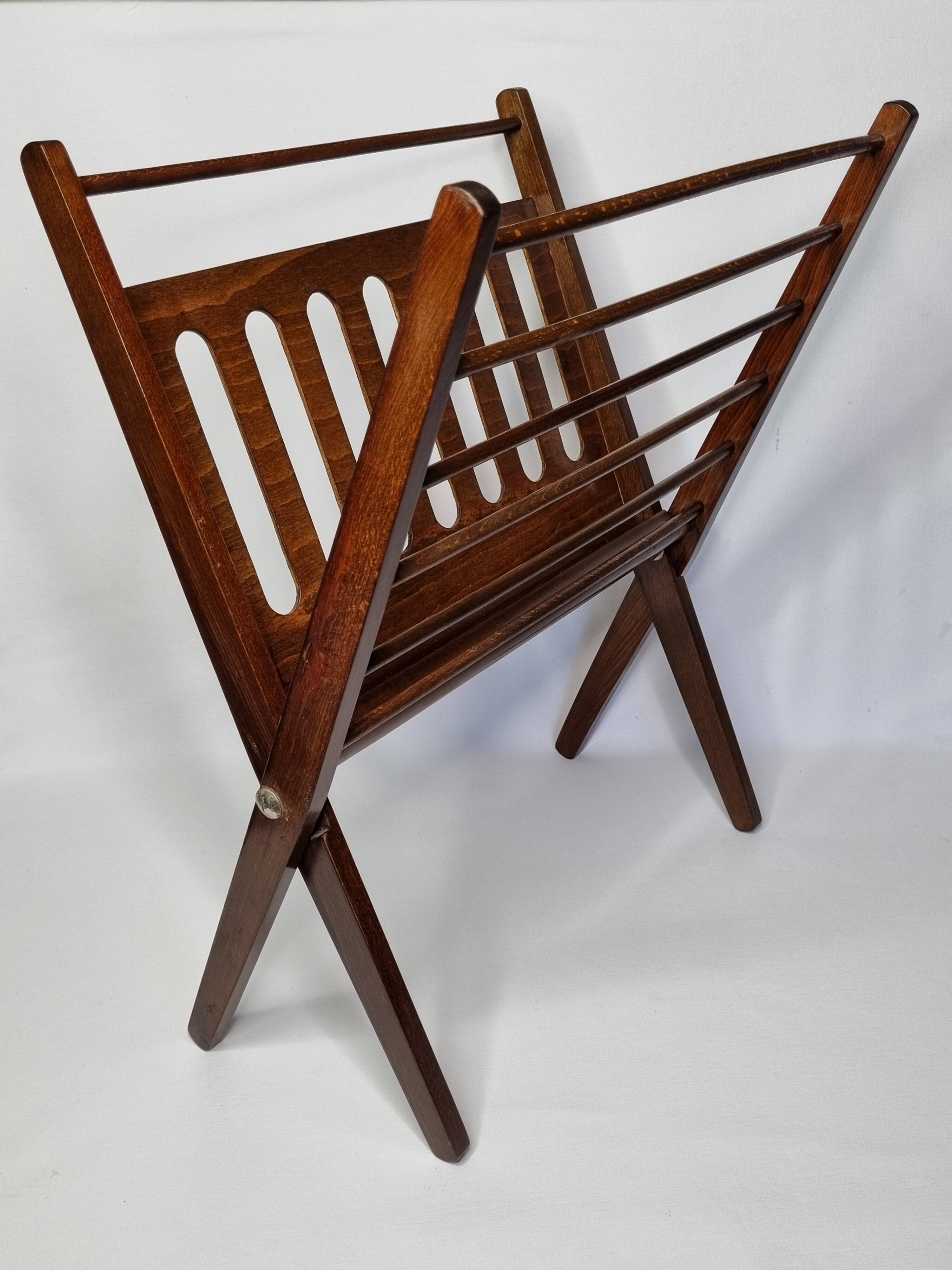 Folding teak magazine rack by Cees Braakman