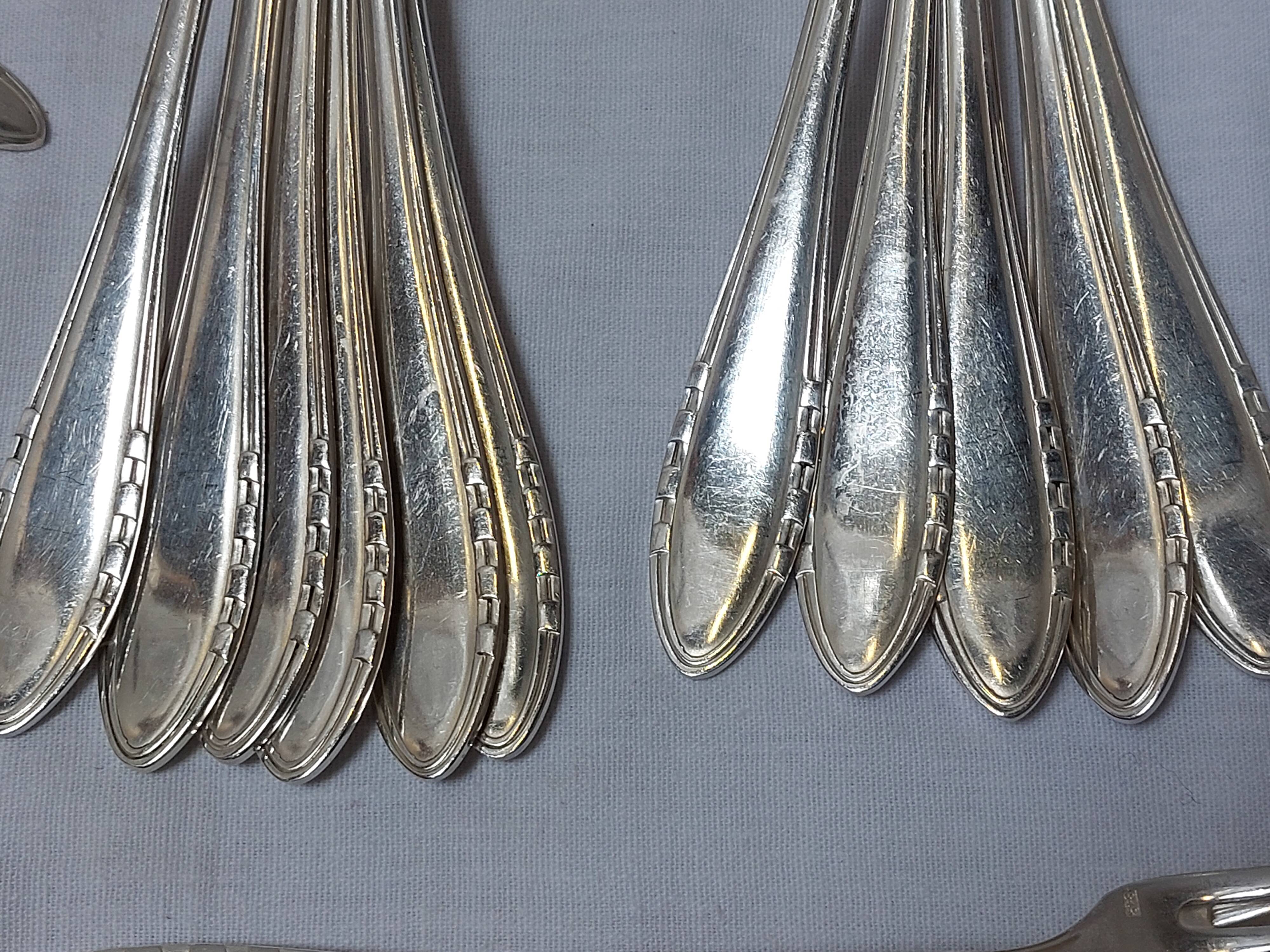37-piece silver-plated metal cutlery set Art Deco