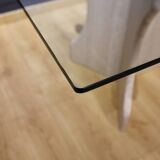 Travertine and glass dining table
