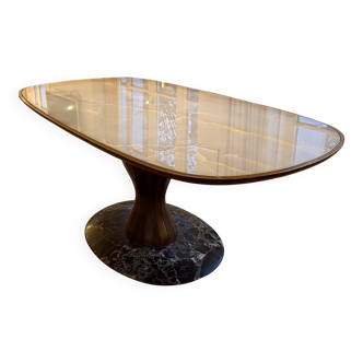 Glass and wood designer table