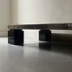Table basse noire & chrome brossé dans le gout de Willy Rizzo, design 1970