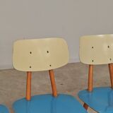 Set of 4 wooden chairs TON Bystrice Thonet blue