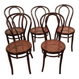Chaises de salle à manger en hêtre courbé dans le style de thonet, set de 5
