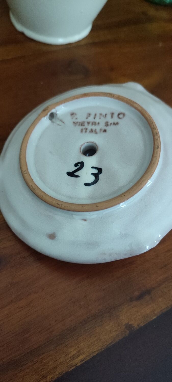 V.Pinto ceramic candle holder, Vietri. floral decor
