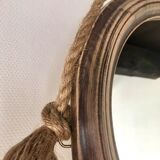 Oval wooden mirror and natrurel rope