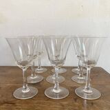 Etched glass stemware, red wine glasses