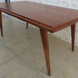 Extendable table with compass legs from the 1950s, extensions not supplied in teak wood – Very good condition