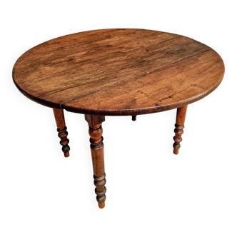 Antique table drop leaf table round dining table oak wood 110 cm