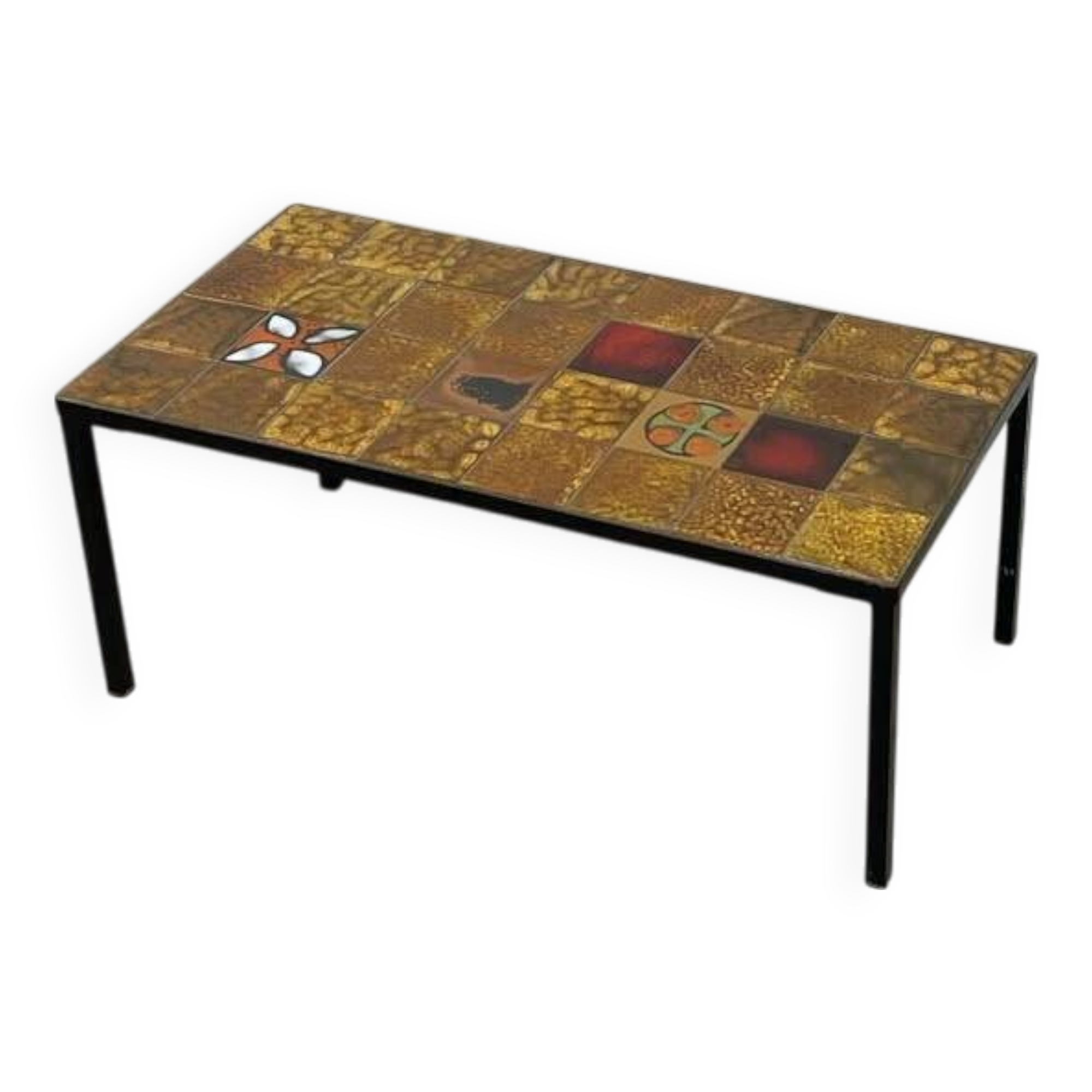 Coffee table in black metal and ceramic