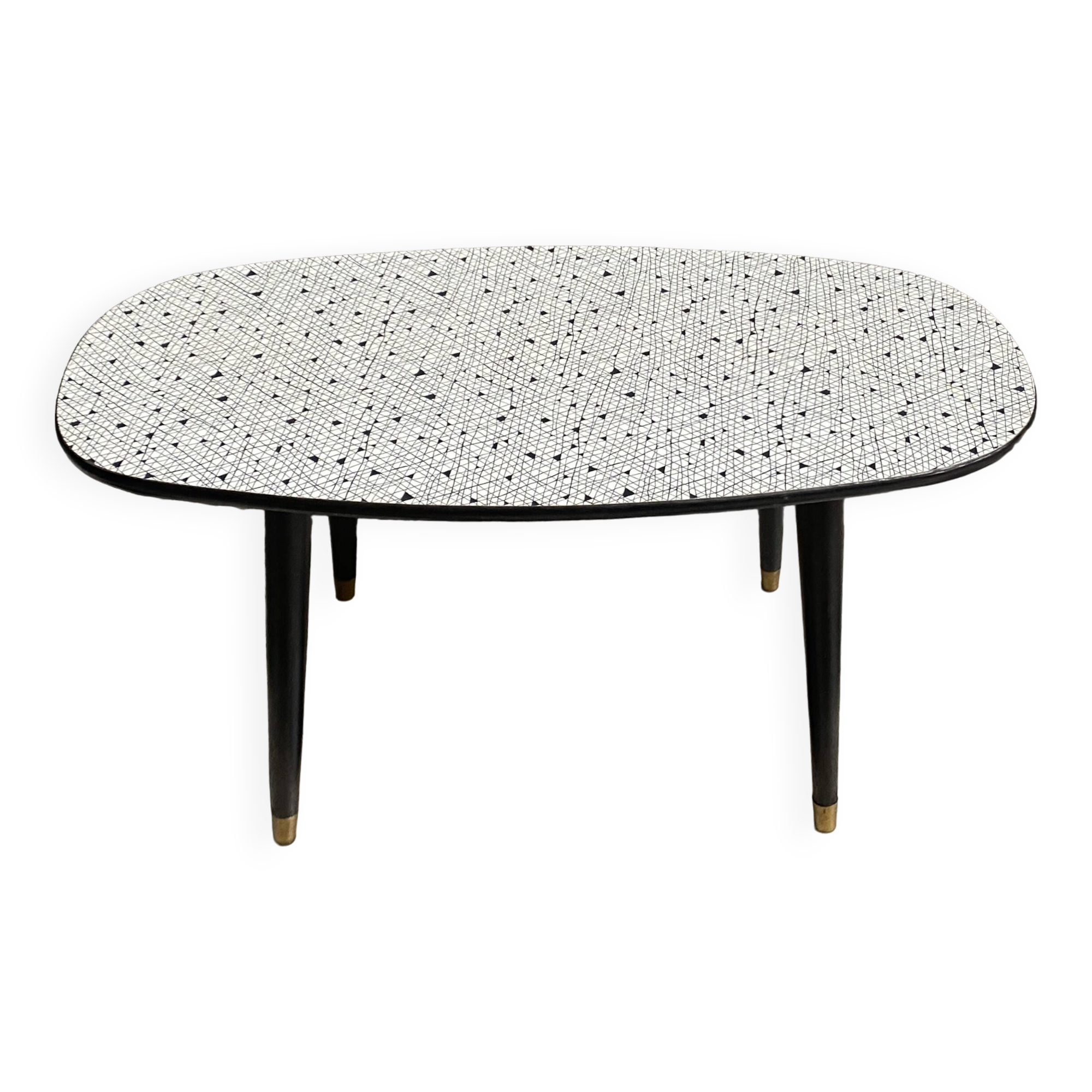 Black and White oval formica table 1960s